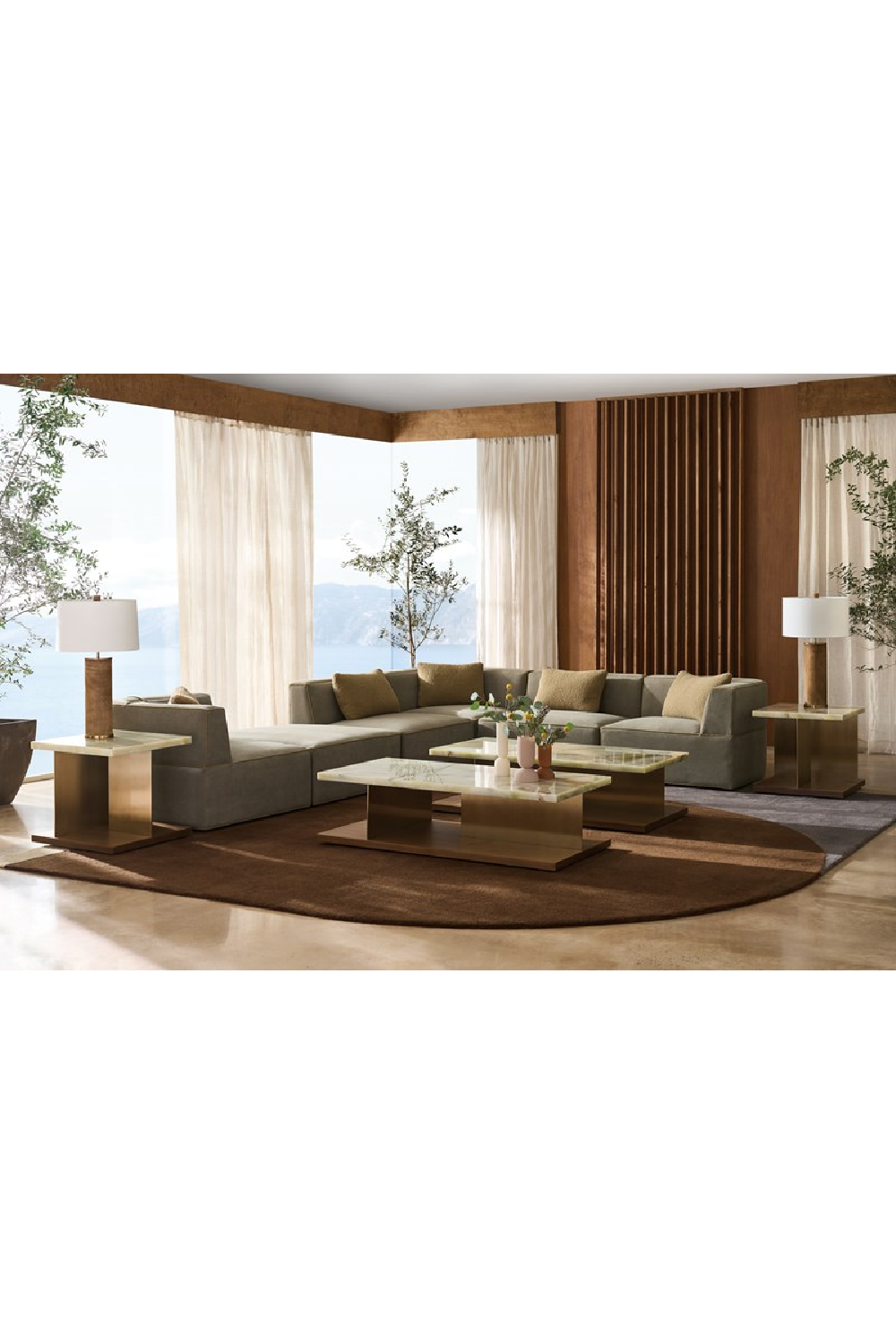 Brown Welted Sectional Sofa | Caracole Marbella | Oroa.com