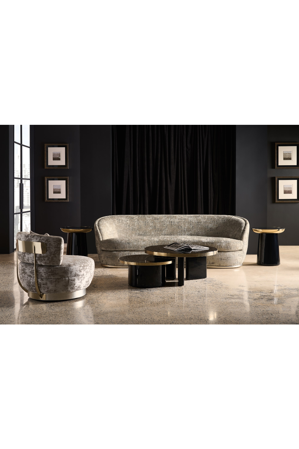 Organic-Shaped Chenille Sofa | Caracole Nebula | Oroa.com