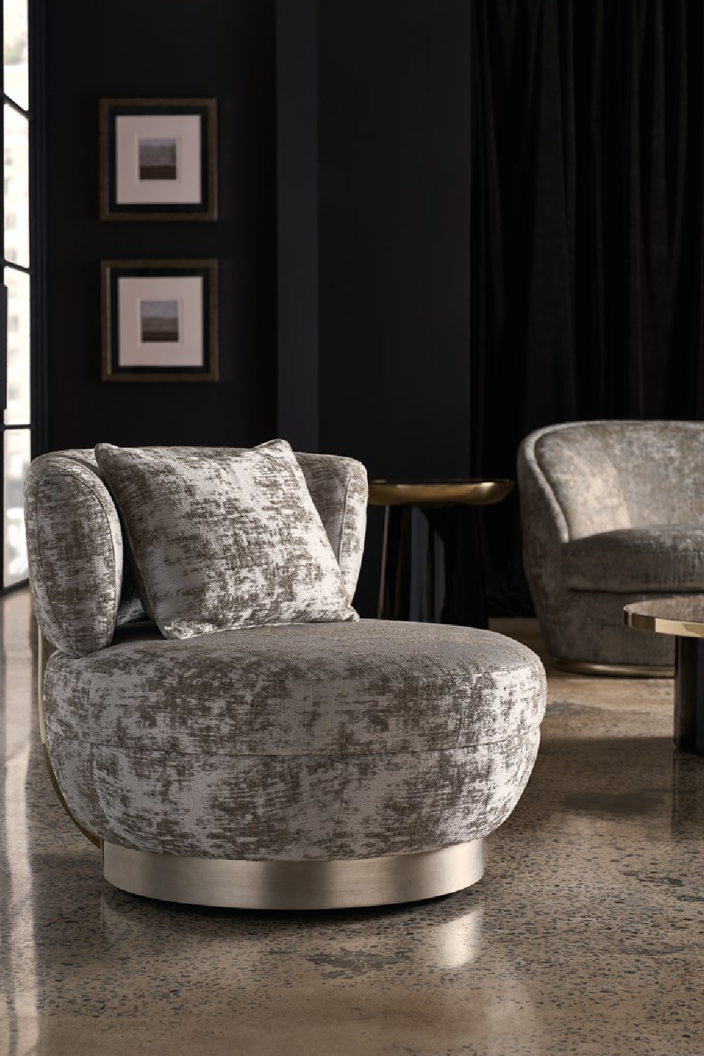 Chenille Swivel Lounge Chair | Caracole Celeste | Oroa.com