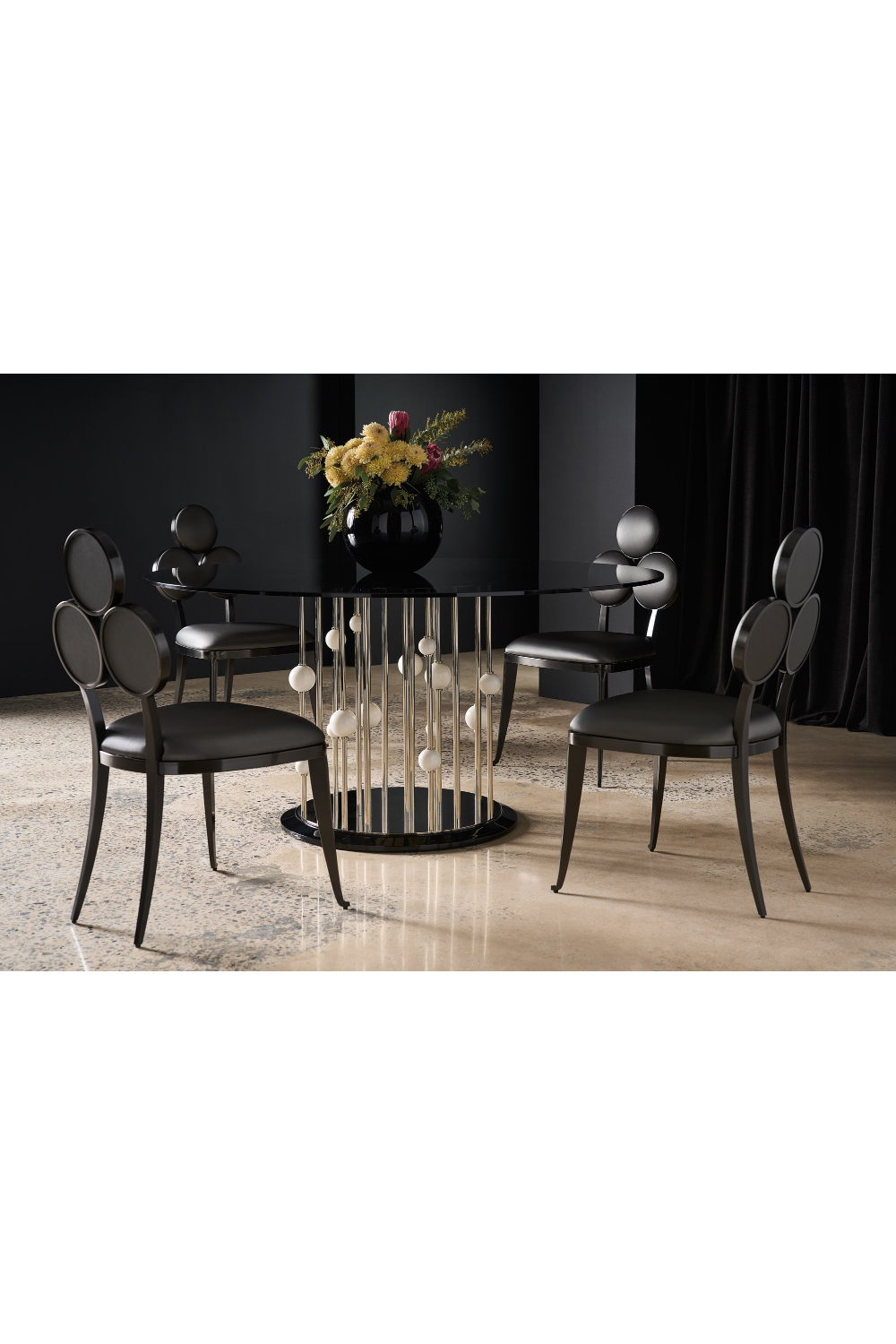 Metallic Vinyl Dining Chairs (2) | Caracole Orion | Oroa.com