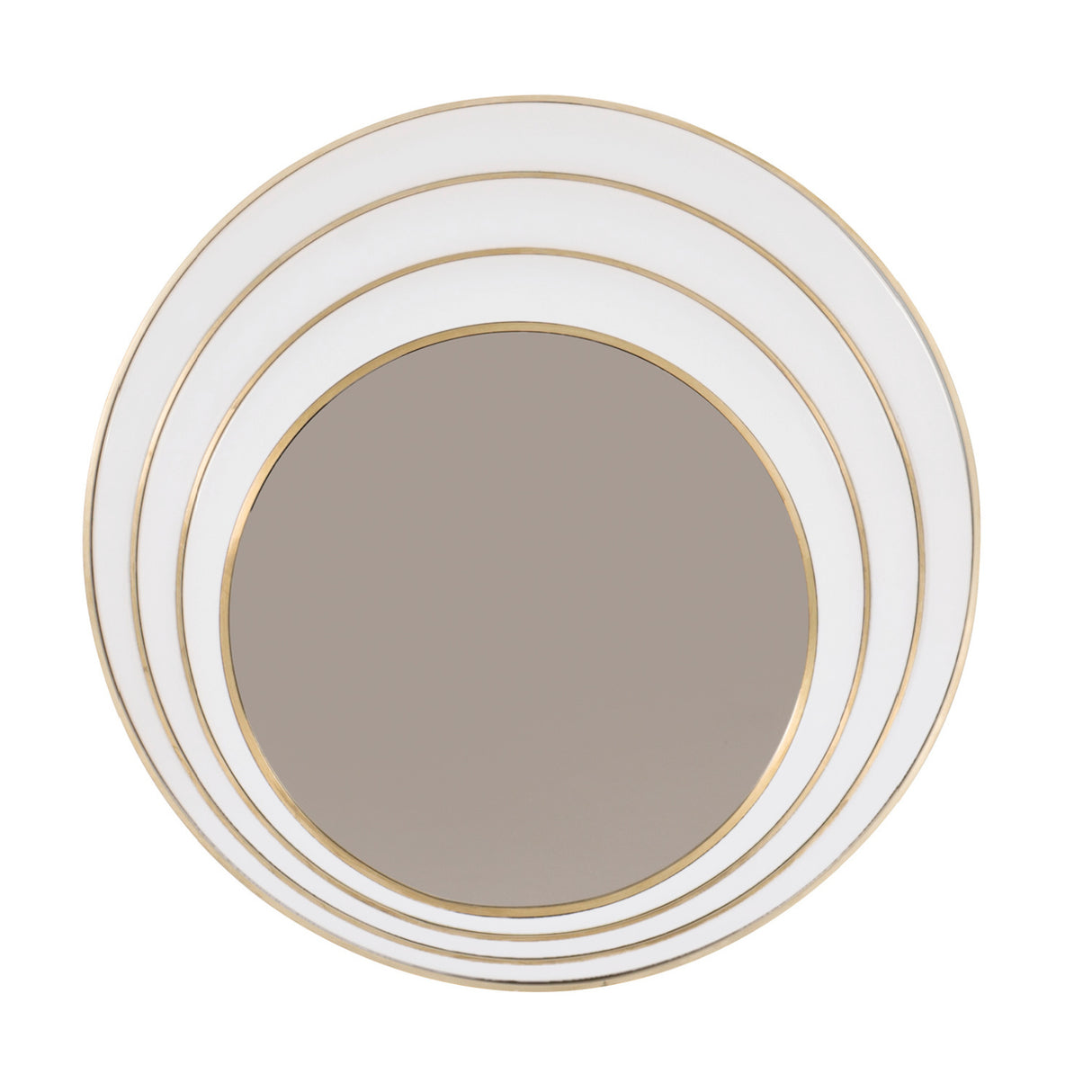 Brass Asymmetrical Round Mirror – The Solar – front view