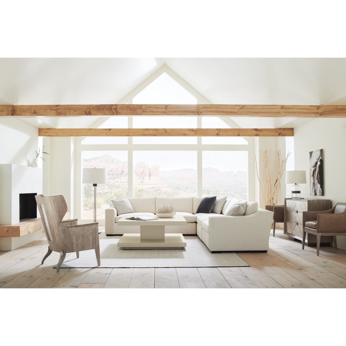Cream Left-Armed Sectional Chair – Back on Track – front view