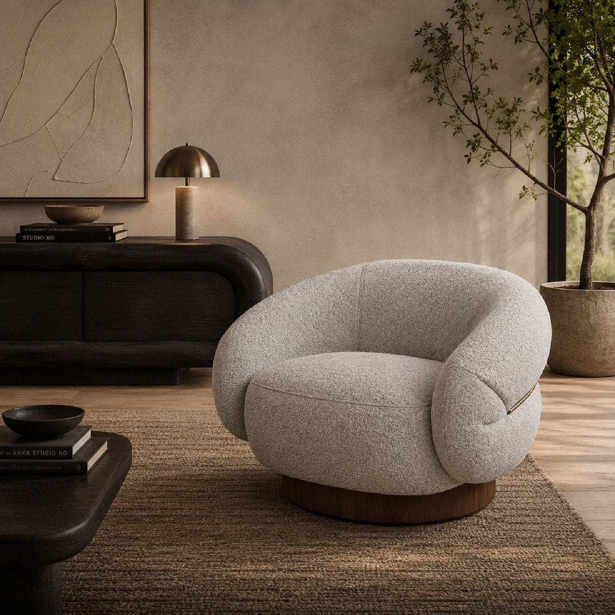 White Boucle Swivel Chair – Smoosh – alternate view 8