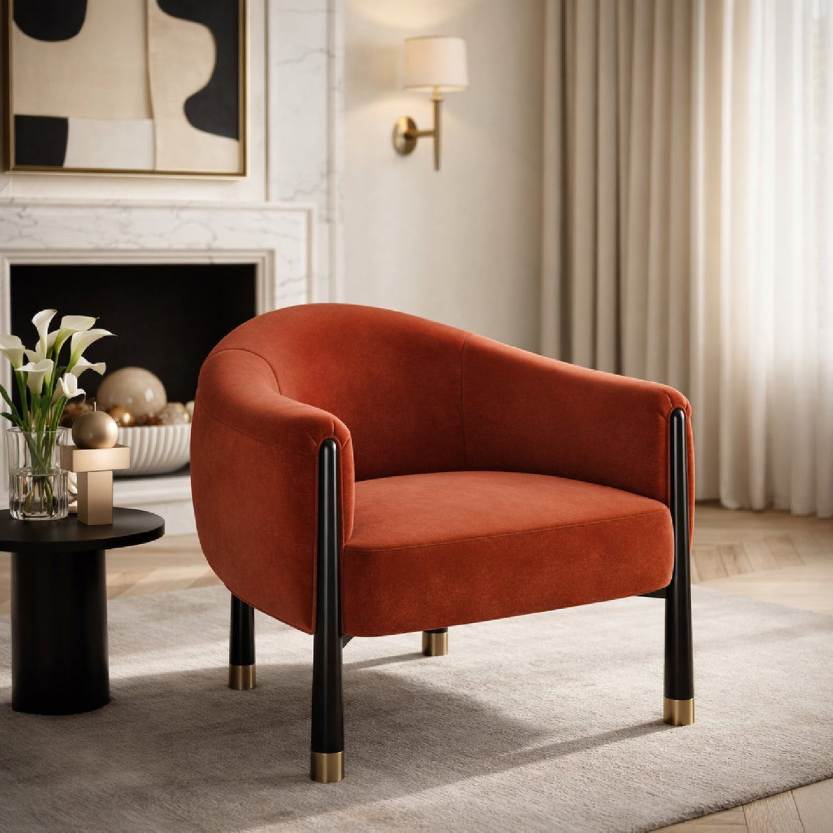 Velvet Curved Accent Chair – Baton – alternate view 8