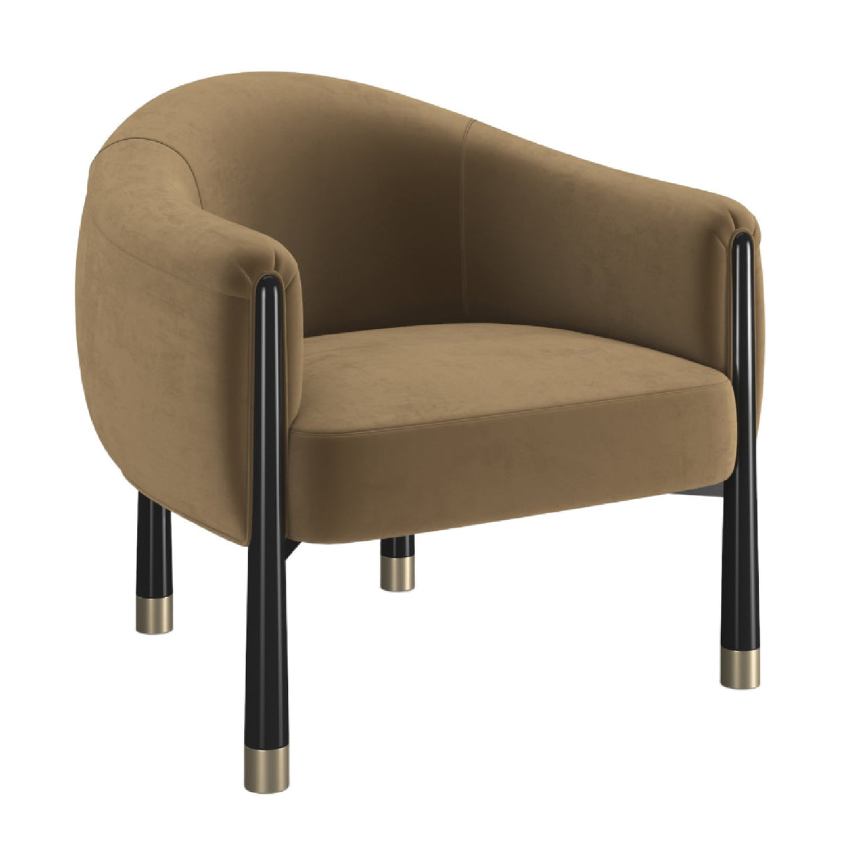 Velvet Curved Accent Chair – Baton – front view