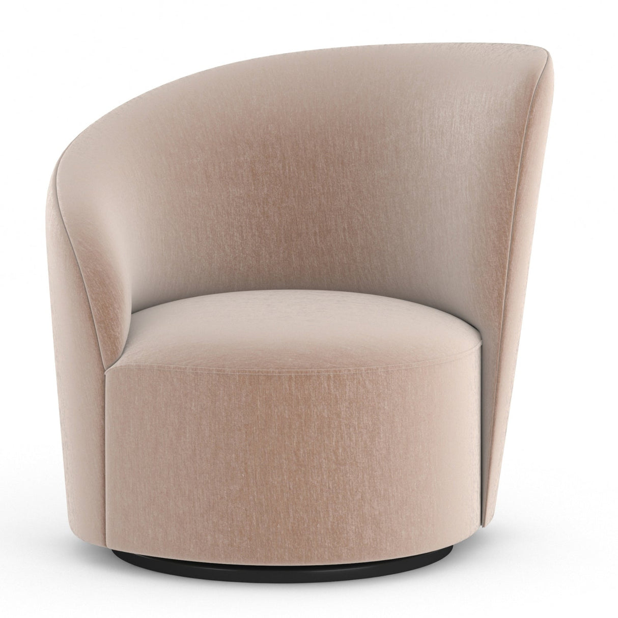 Taupe Velvet Left-Armed Swivel Chair – Whorl – front view