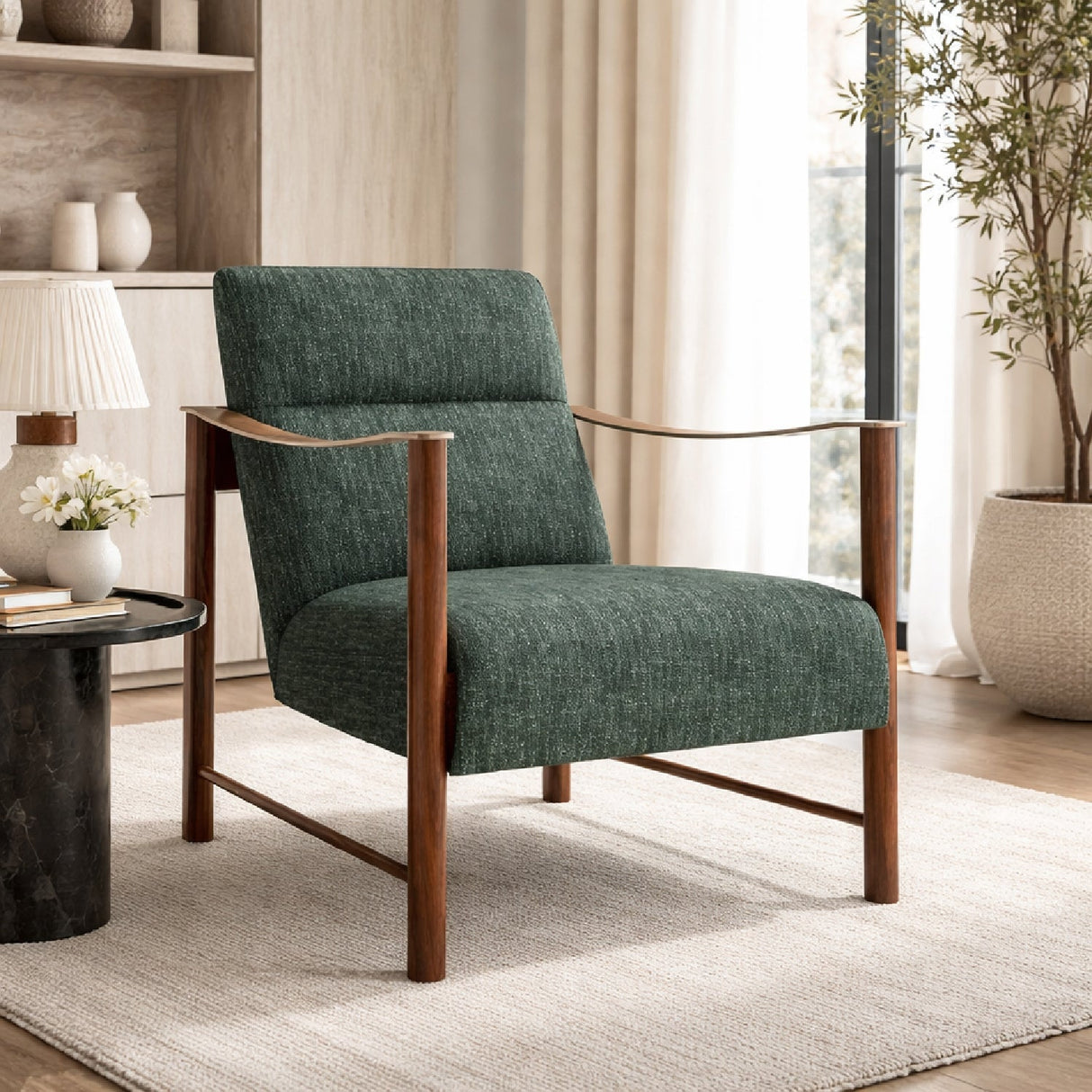 Eucalyptus Linen Accent Chair | Caracole Slant | Oroa.com