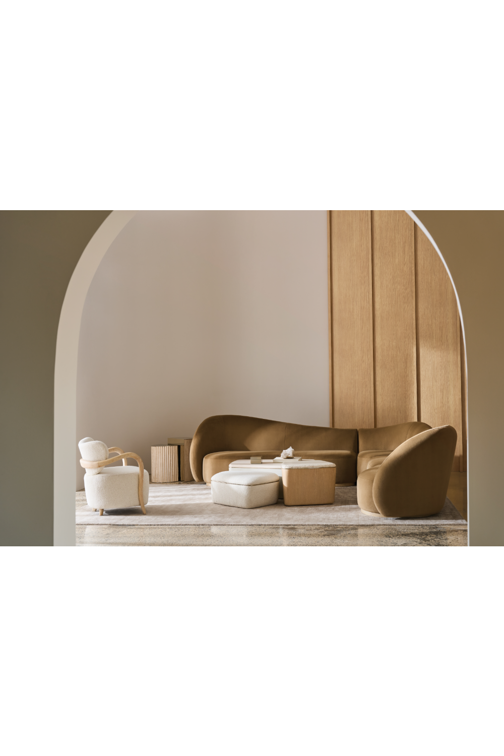 Concave Back Boucle Accent Chair | Caracole Ashanti | Oroa.com