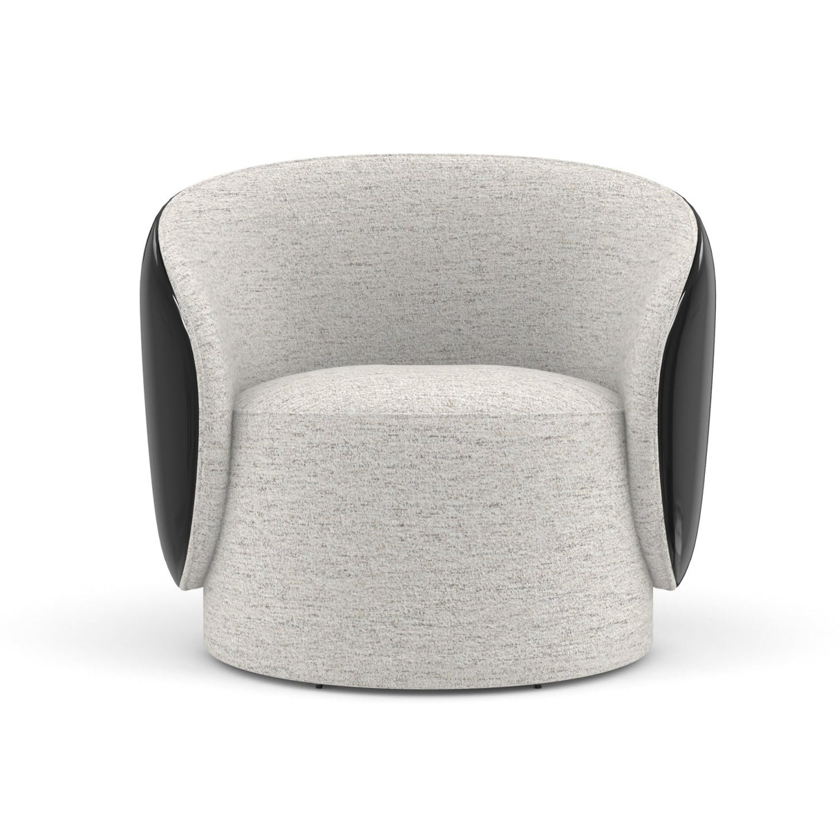 White Chenille Swivel Chair – Cuff – side view