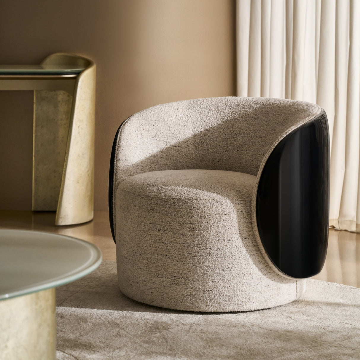 White Chenille Swivel Chair – Cuff – alternate view 8