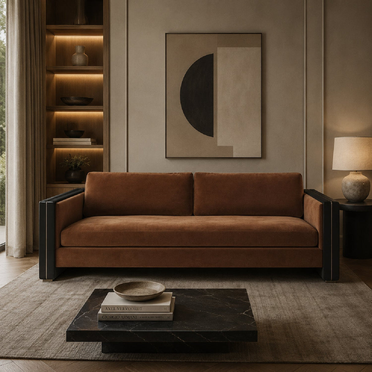 Brown Upholstered Sofa – Gelee – angled view