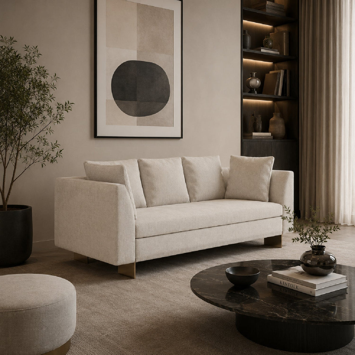 White Chenille Sofa – Altura – angled view