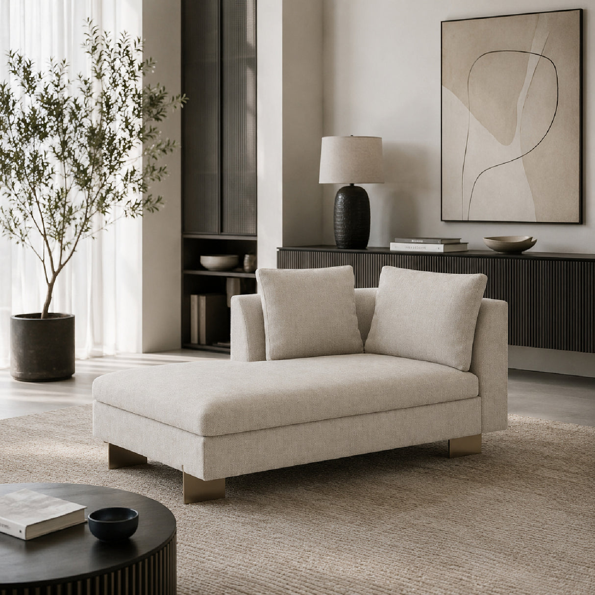 White Chenille Chaise Lounge | Oroa.com