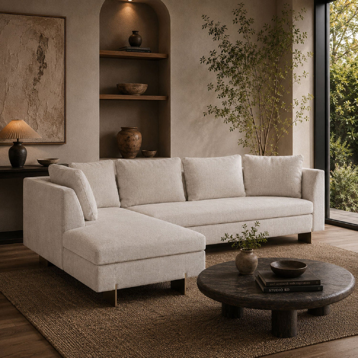 White Chenille Sofa with Chaise – Altura – alternate view 8