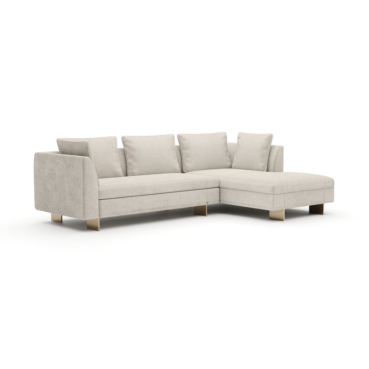 White Chenille Sofa with Chaise – Altura – side view