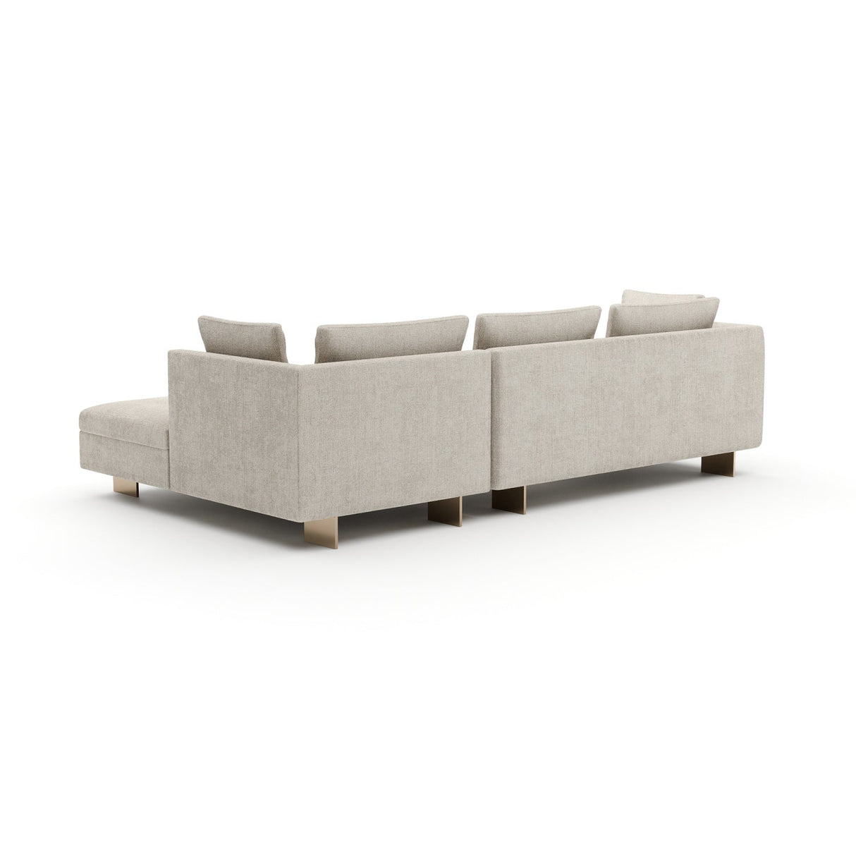 White Chenille Sofa with Chaise – Altura – rear view