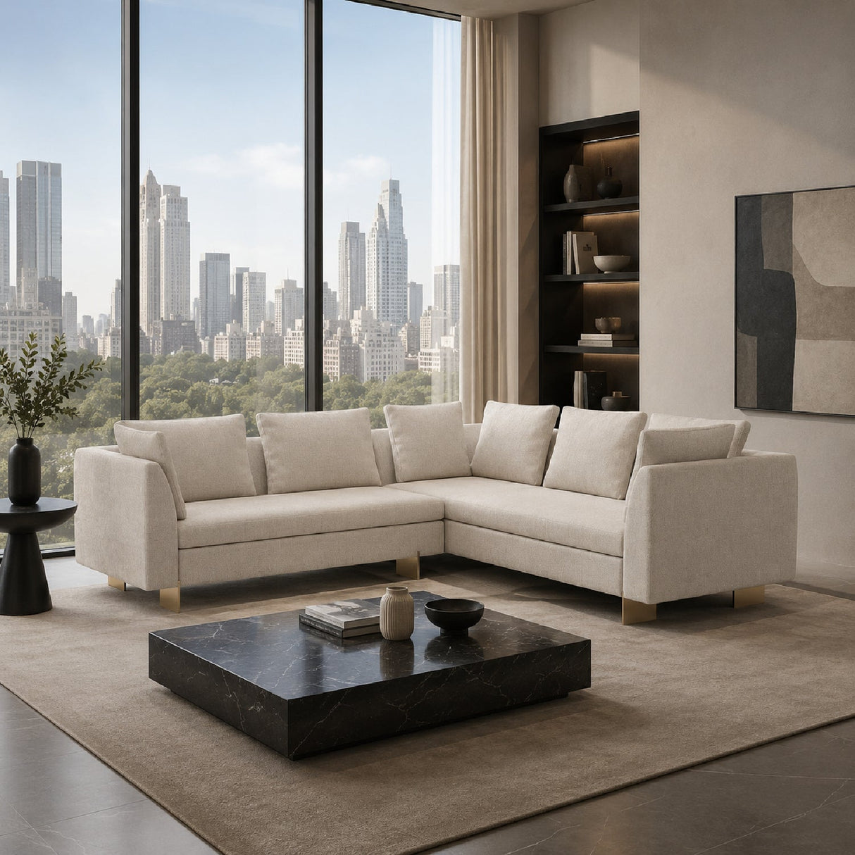 White Chenille Sectional Sofa L – Altura – alternate view 8