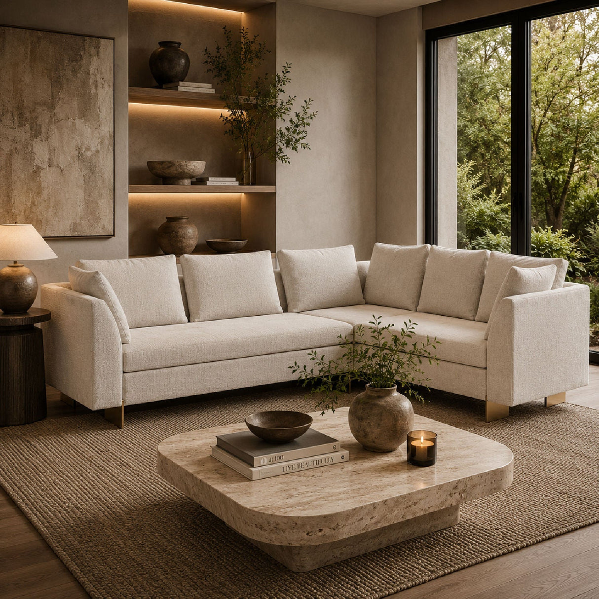 White Chenille Sectional Sofa S – Altura – alternate view 8
