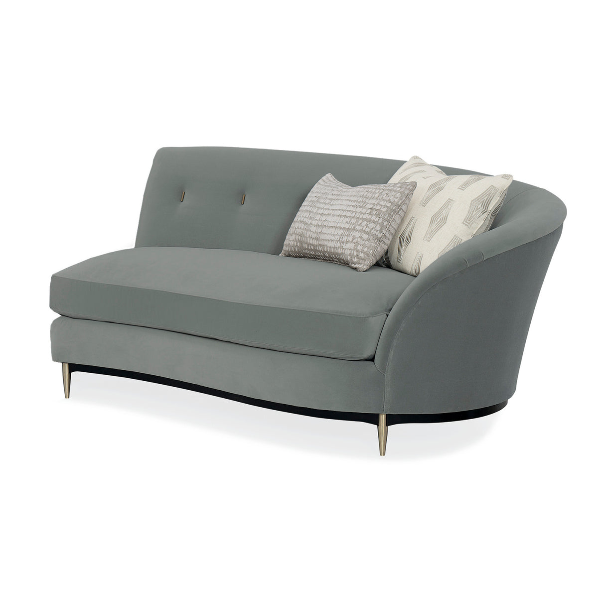Gray Velvet Right-Armed Loveseat – Three's Company – front view