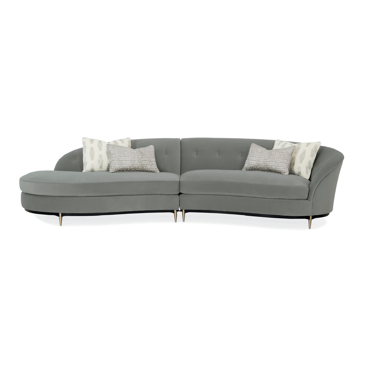 Gray Velvet Right-Armed Loveseat – Three's Company – alternate view 5