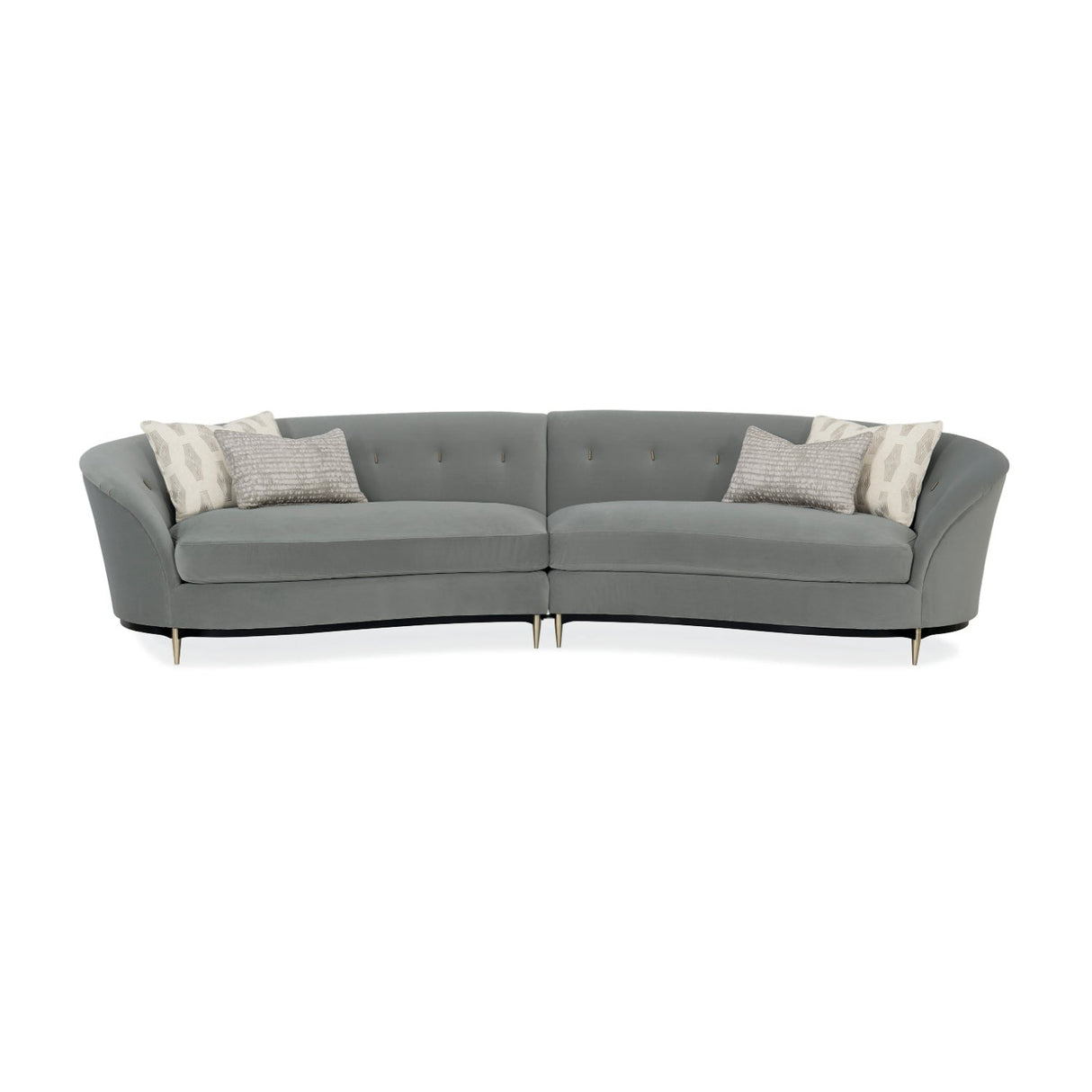 Gray Velvet Right-Armed Loveseat | Caracole Three's Company