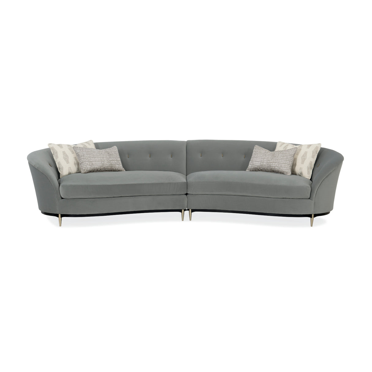 Gray Velvet Right-Armed Loveseat – Three's Company – side view