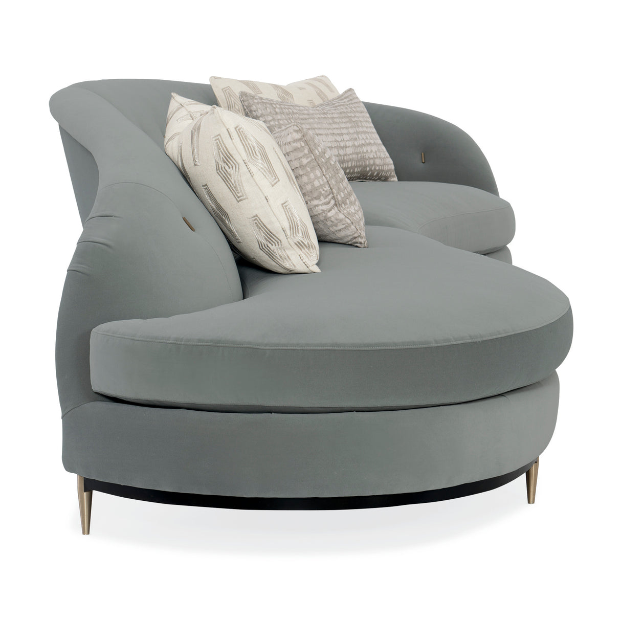 Gray Velvet Right-Armed Loveseat – Three's Company – alternate view 9
