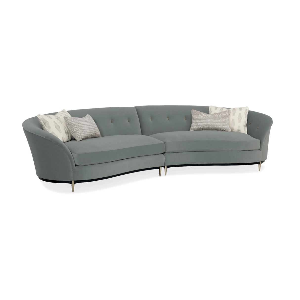 Gray Velvet Right-Armed Loveseat – Three's Company – rear view