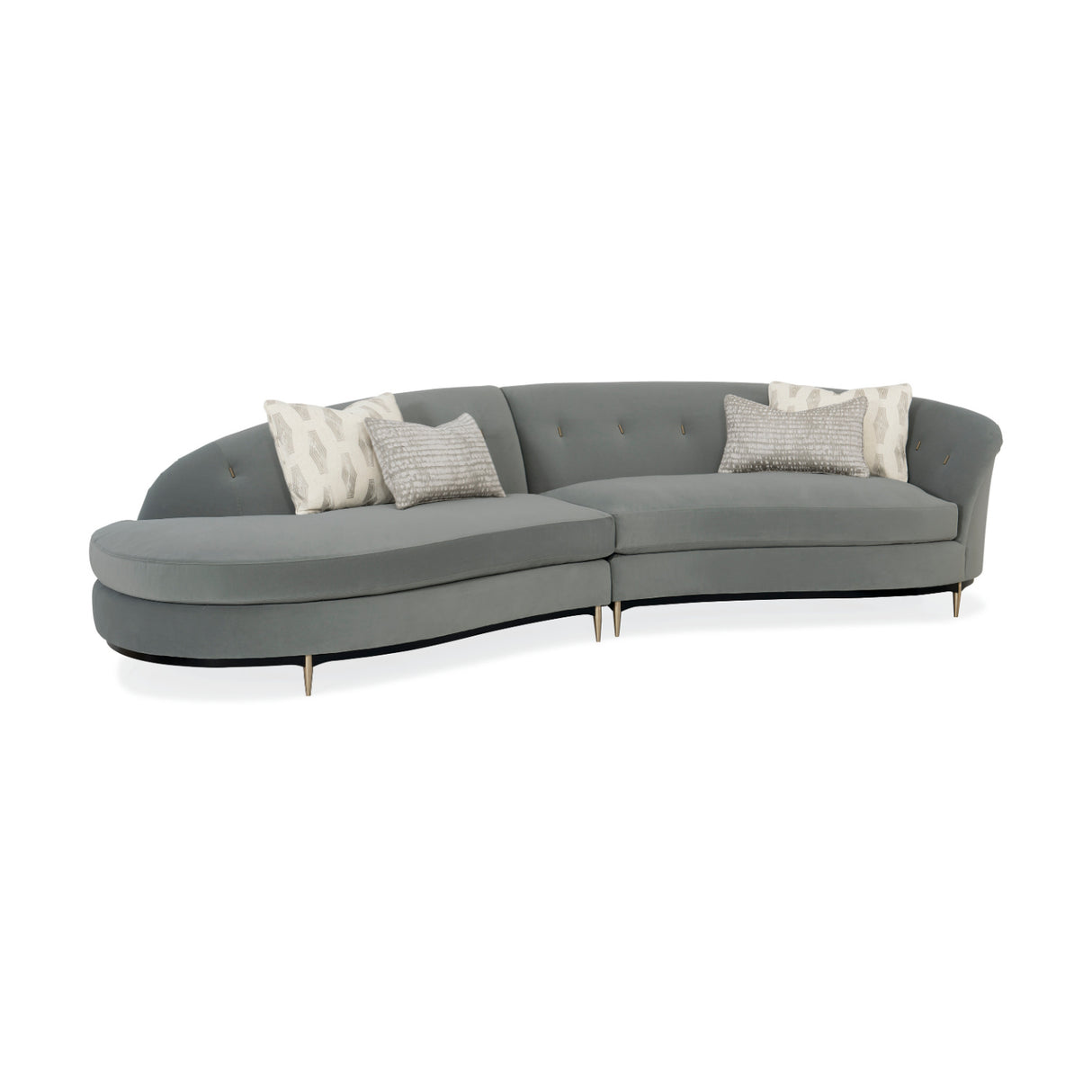 Gray Velvet Right-Armed Loveseat – Three's Company – alternate view 6
