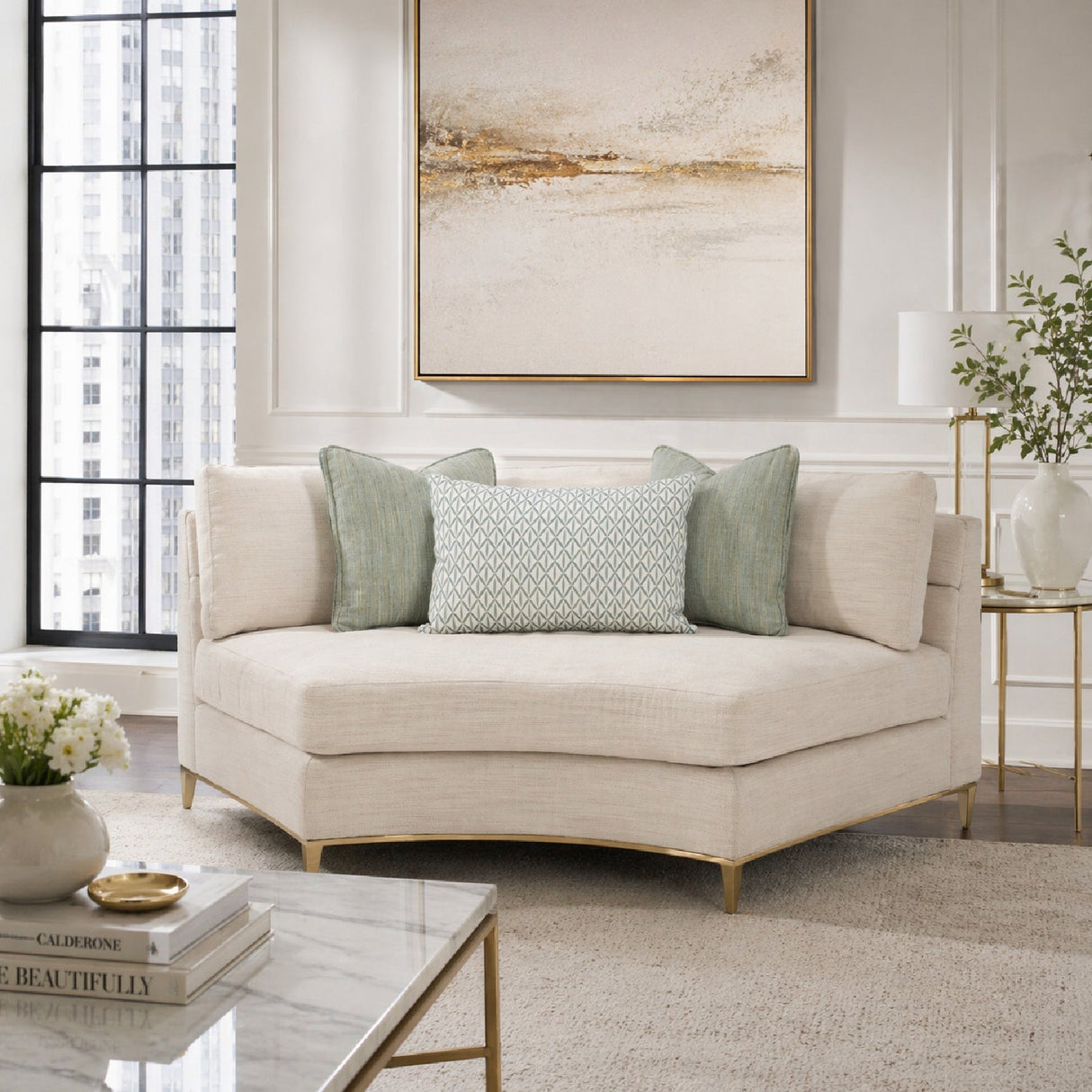 Wavy Quilted Sectional Sofa – Under Currents – angled view