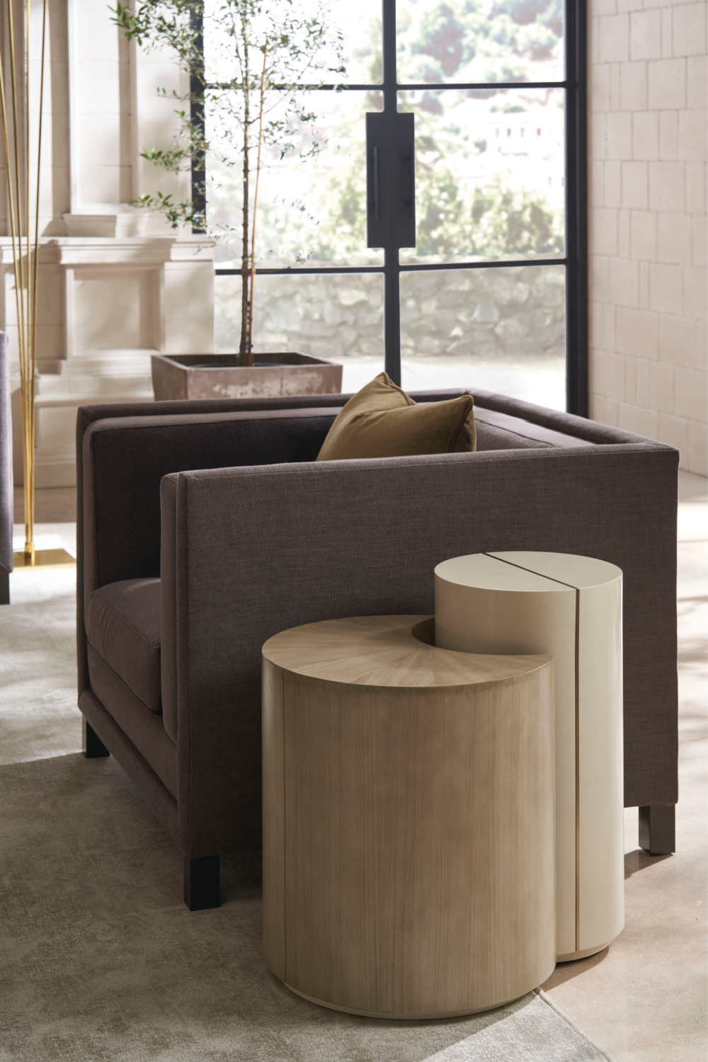 Brown Linen Lounge Chair | Caracole Tuxedo | Oroa.com