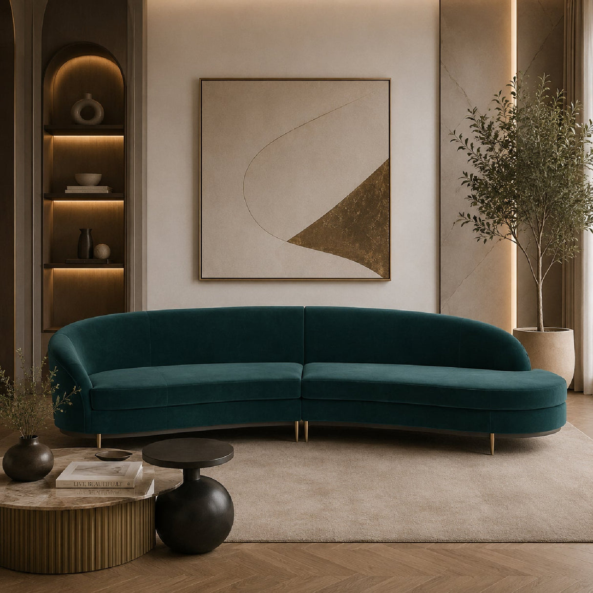 Curved 2-Piece Sectional Sofa – Three'S Company – alternate view 9
