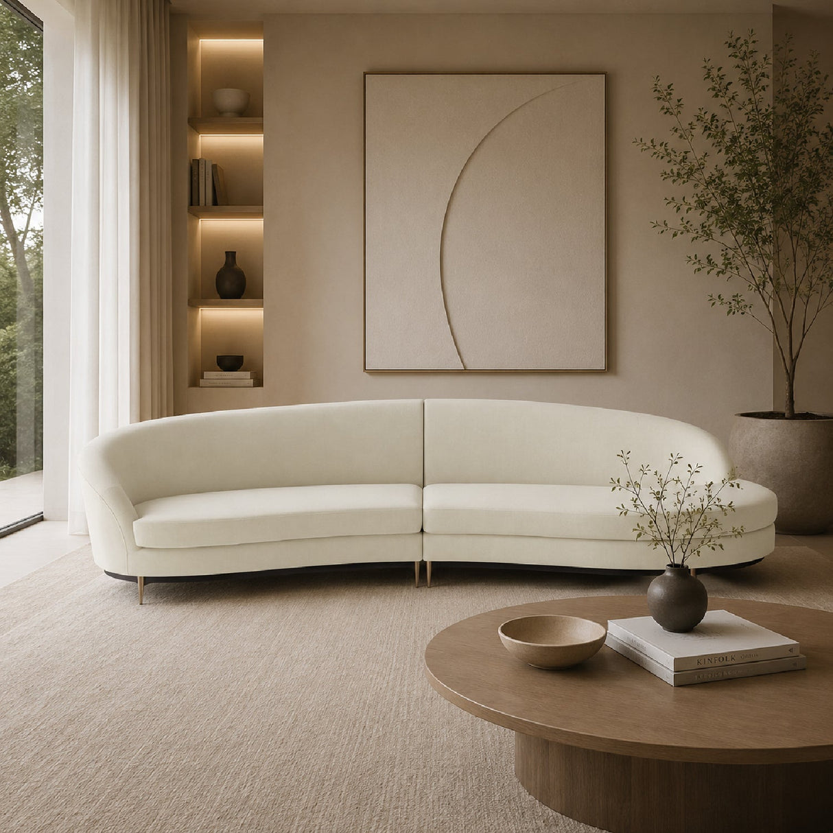 Curved 2-Piece Sectional Sofa – Three'S Company – angled view