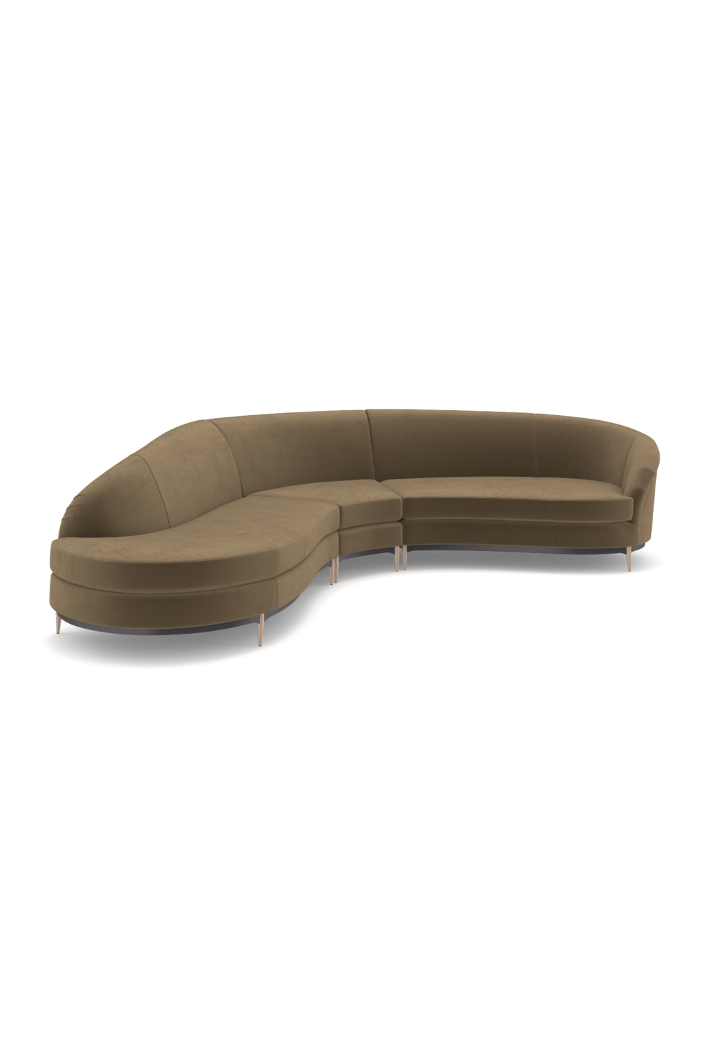 Velvet Curved 3-Piece Sectional Sofa | Caracole Three'S Company | Oroa.com