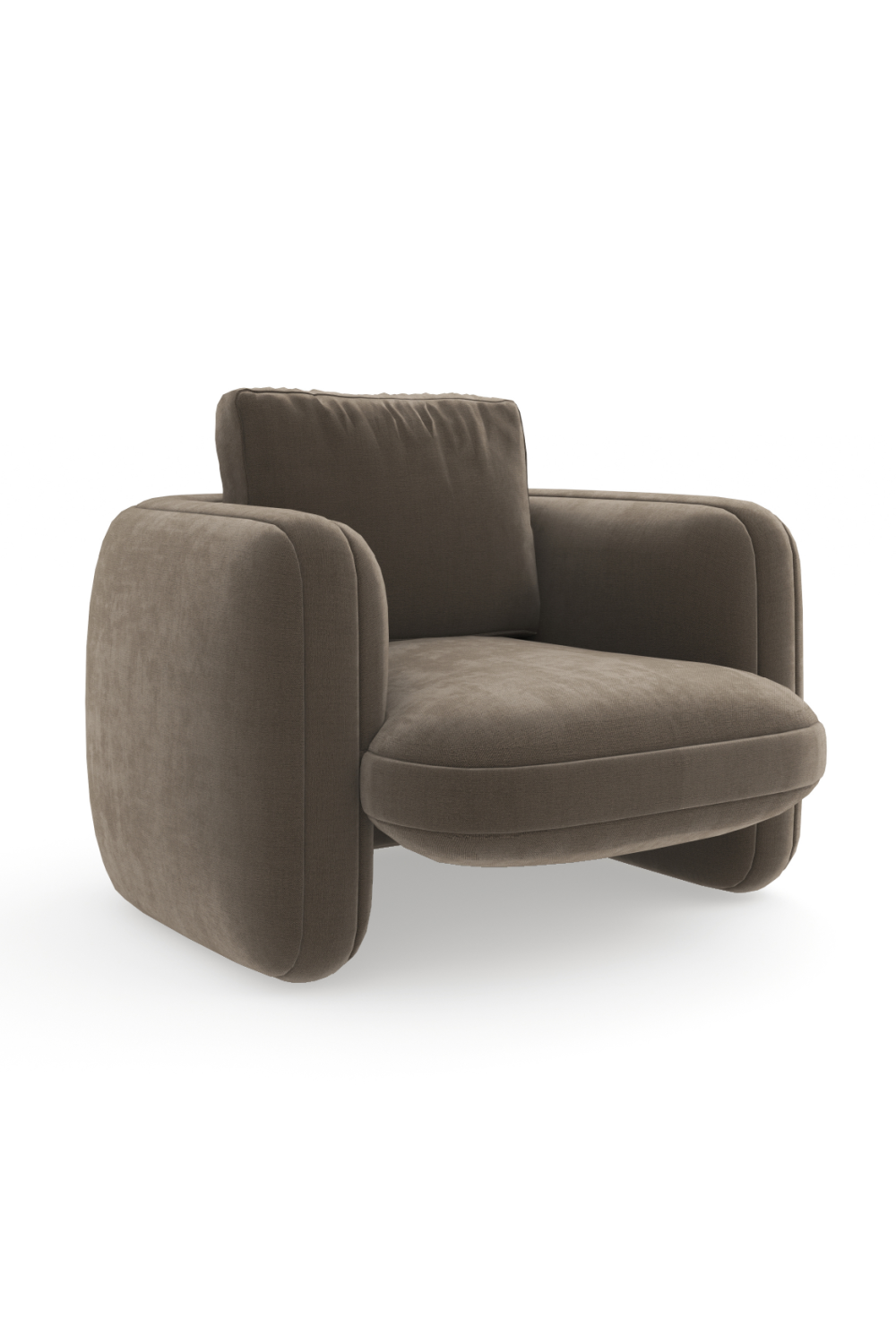 Taupe Velvet Lounge Chair | Caracole Overlap | Oroa.com