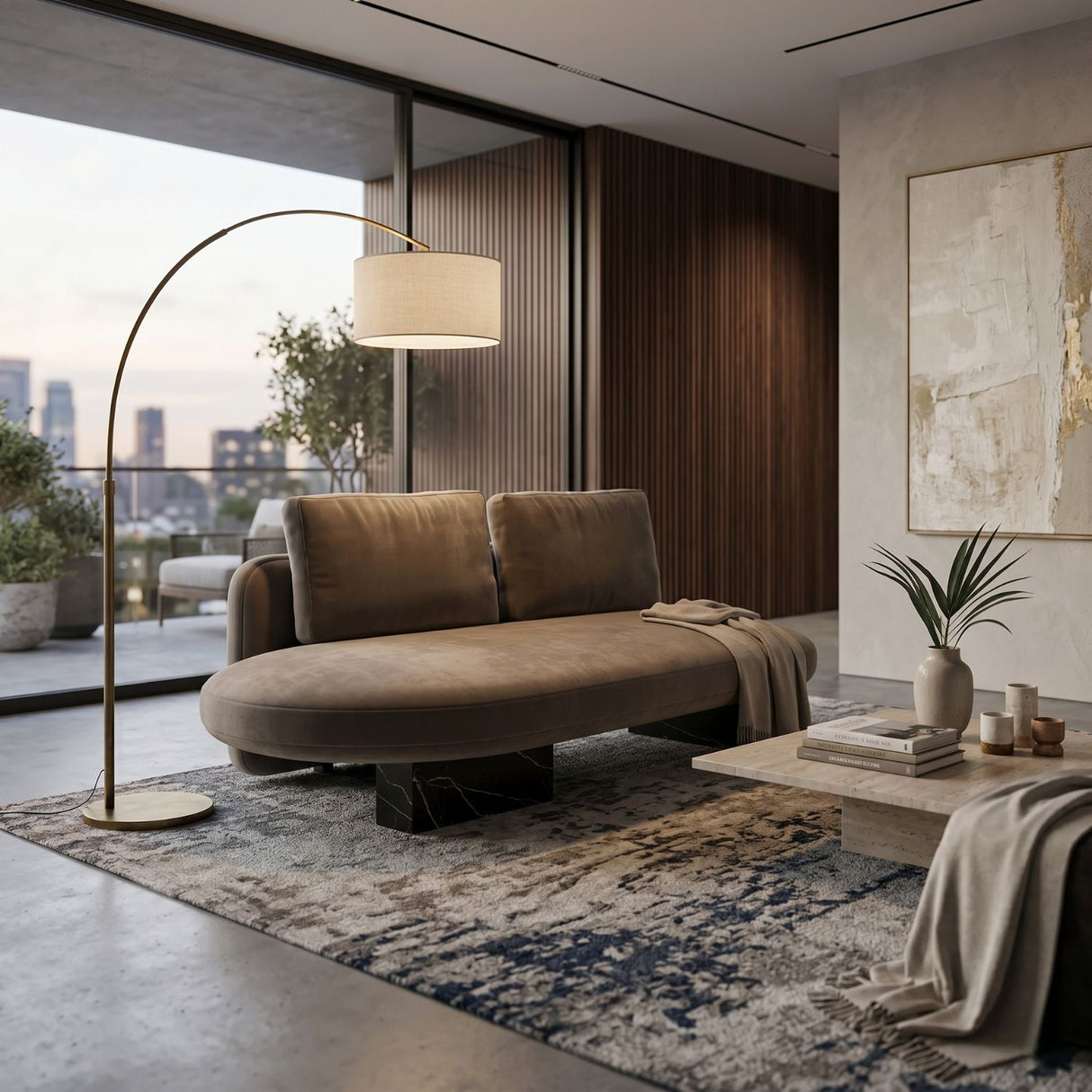 Taupe Velvet Bumper Sofa – Overlap – rear view