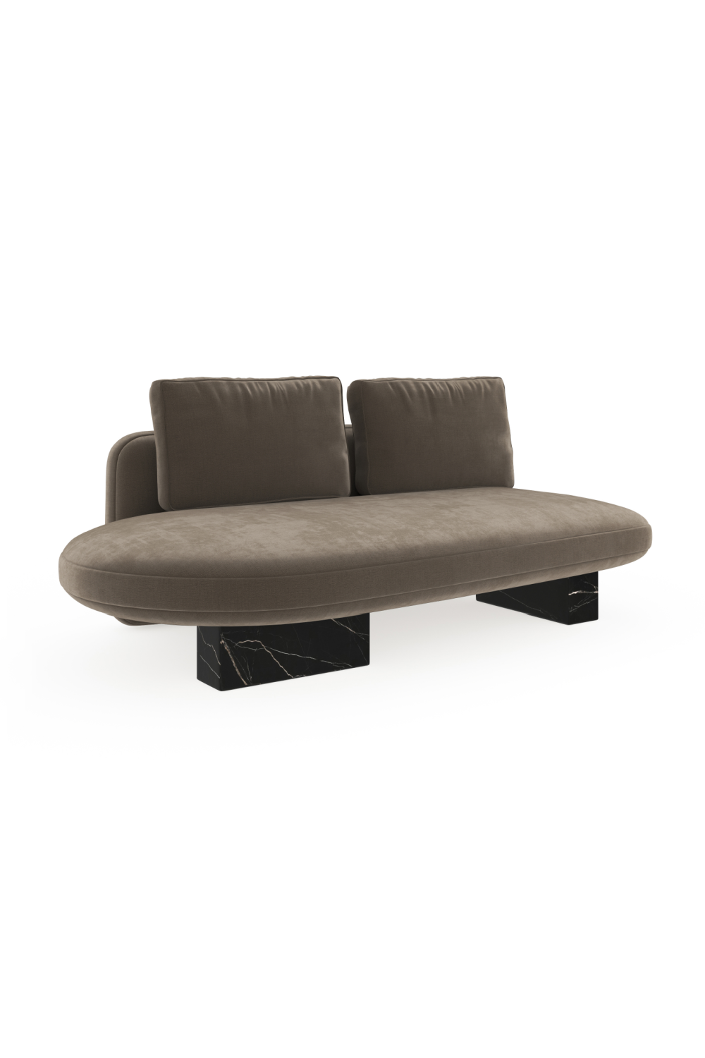 Taupe Velvet Bumper Sofa – Overlap – front view