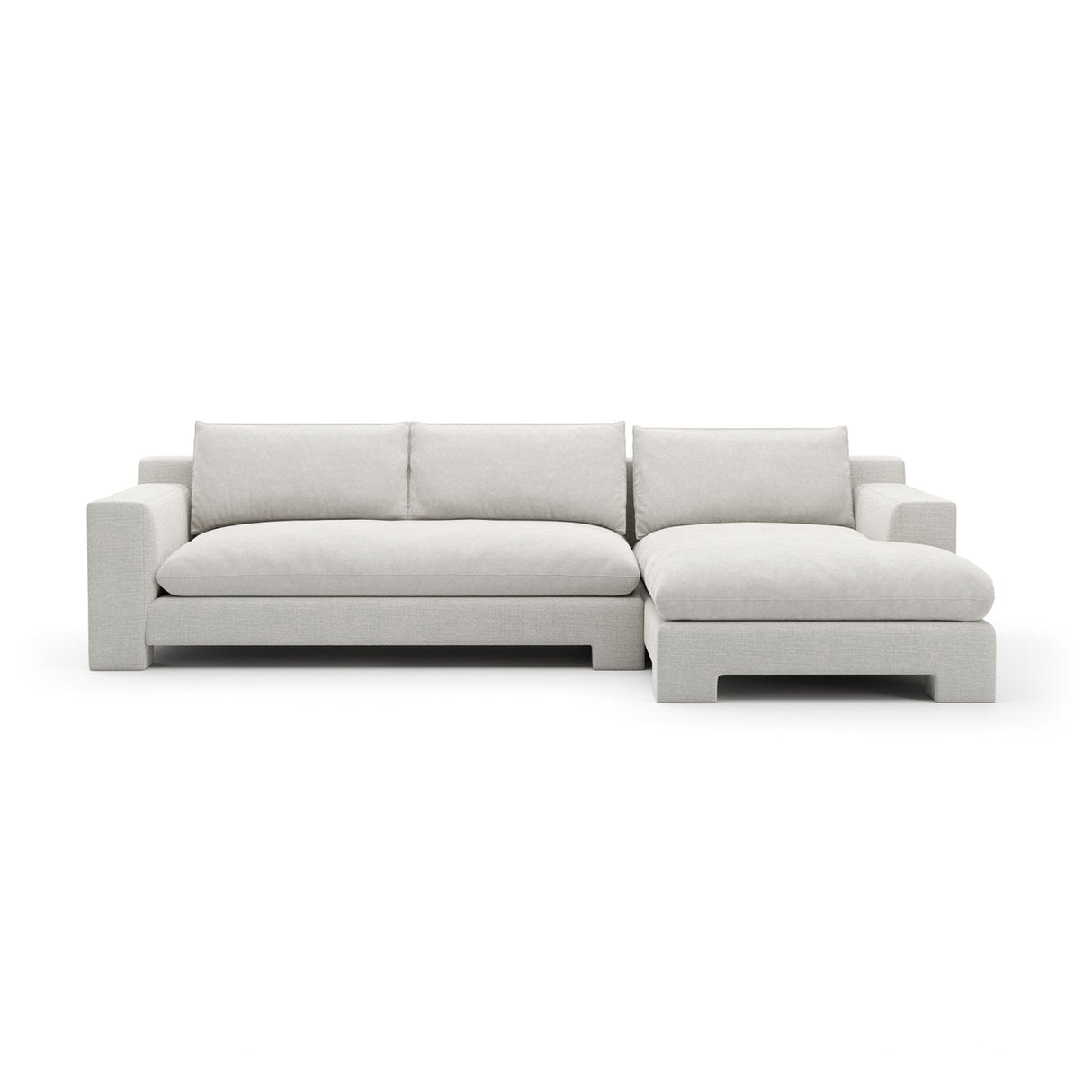 White Velvet Sectional Chaise – Devon – front view