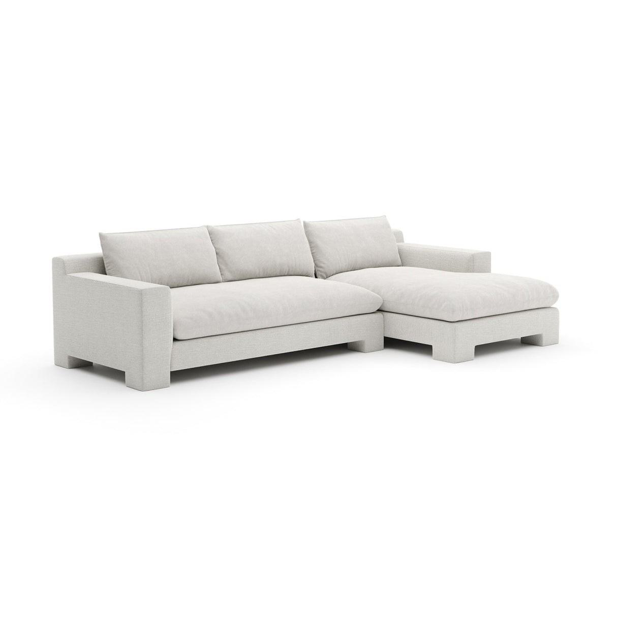 White Velvet Sectional Chaise – Devon – side view