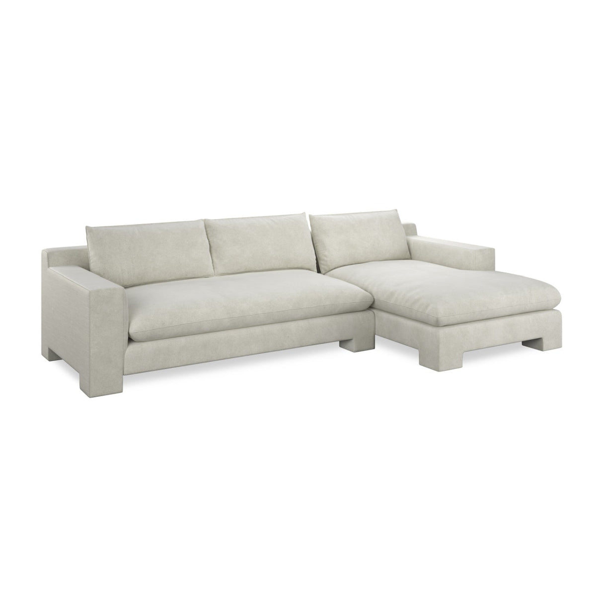 White Velvet Sectional Chaise – Devon – rear view