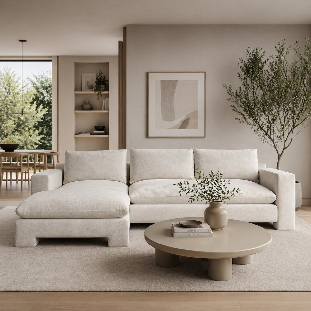 White Velvet Sectional Chaise – Devon – alternate view 9