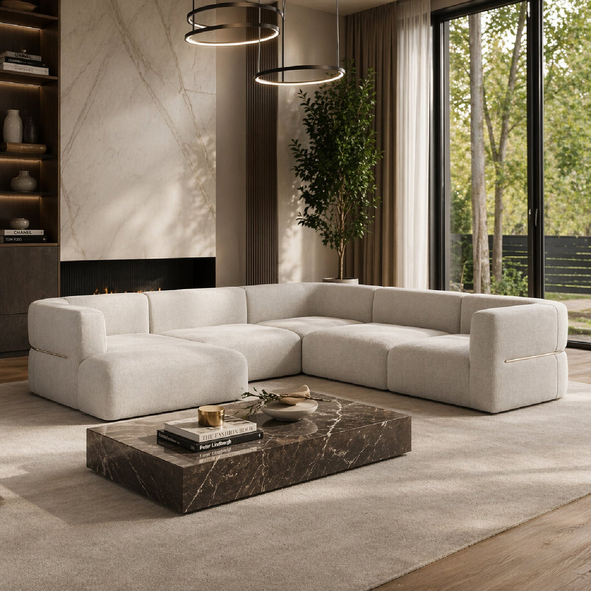 Ribbed Linen Sectional Chaise – Rhythm – alternate view 9