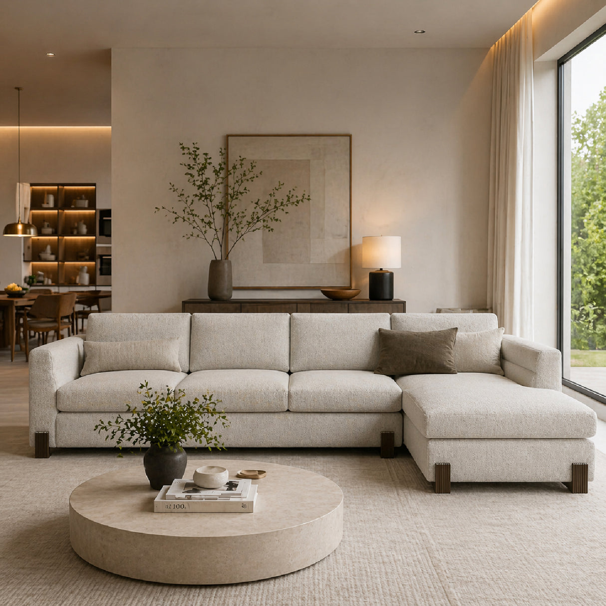 Beige Woven Chaise Lounge L – Counter Balance – angled view
