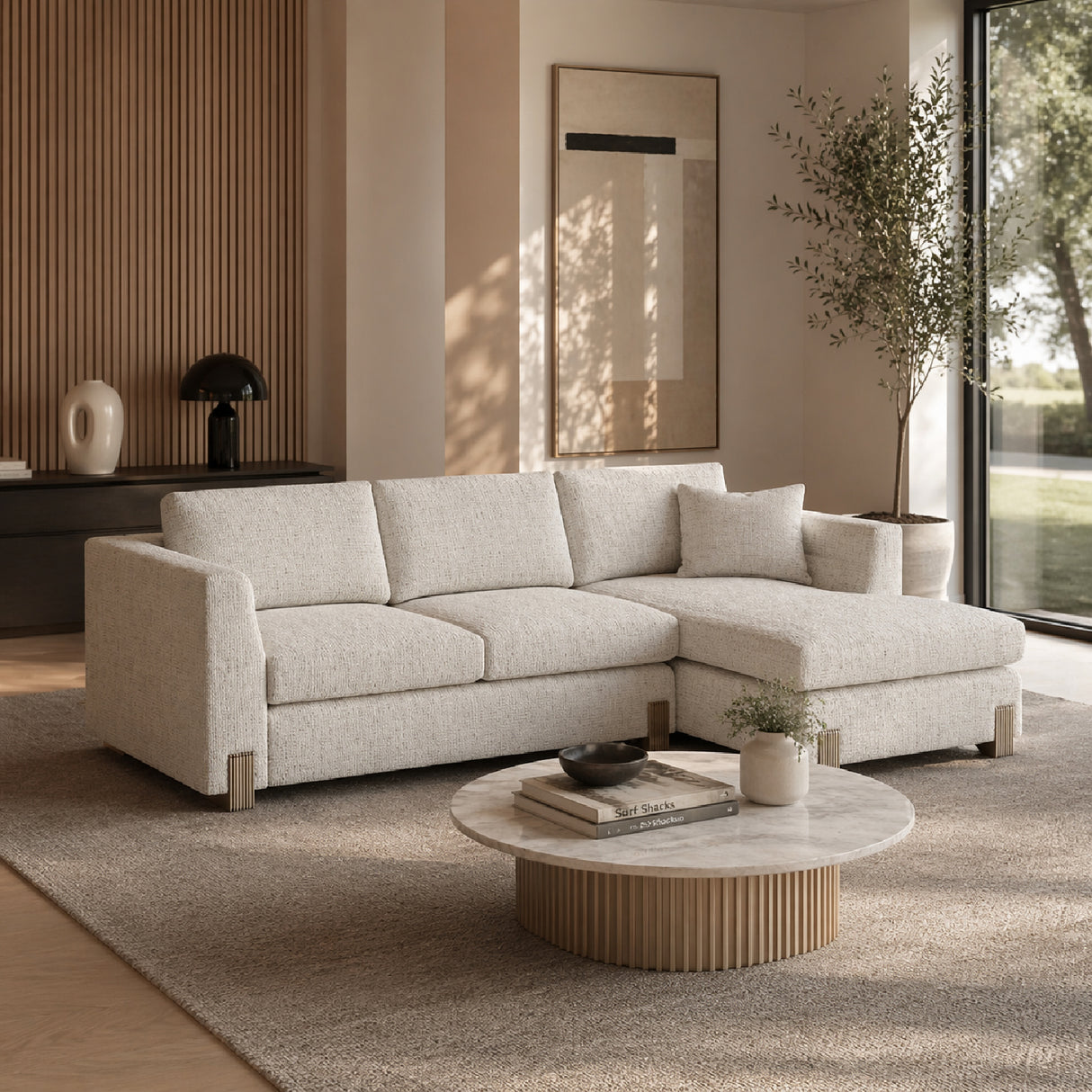 Beige Woven Chaise Lounge S – Counter Balance – angled view