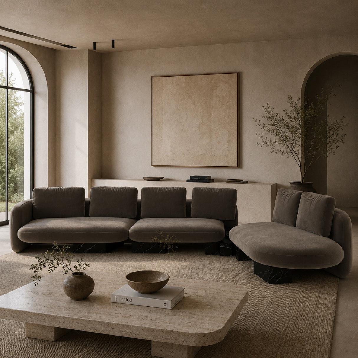 Bumper Linen Sectional Sofa L | Oroa.com