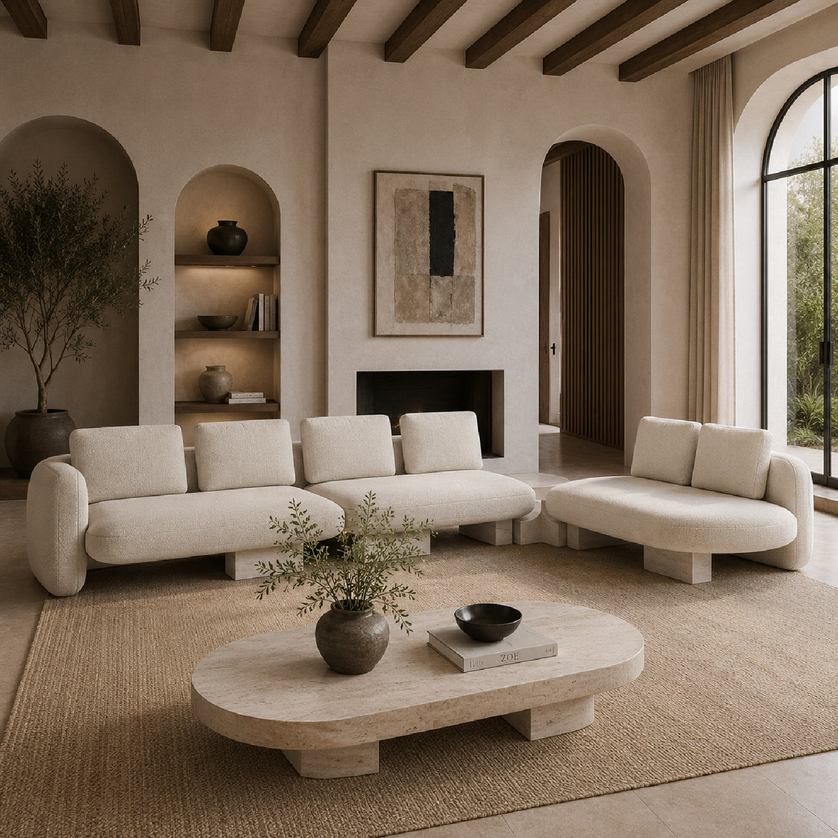 Bumper Linen Sectional Sofa L – Overlap – angled view