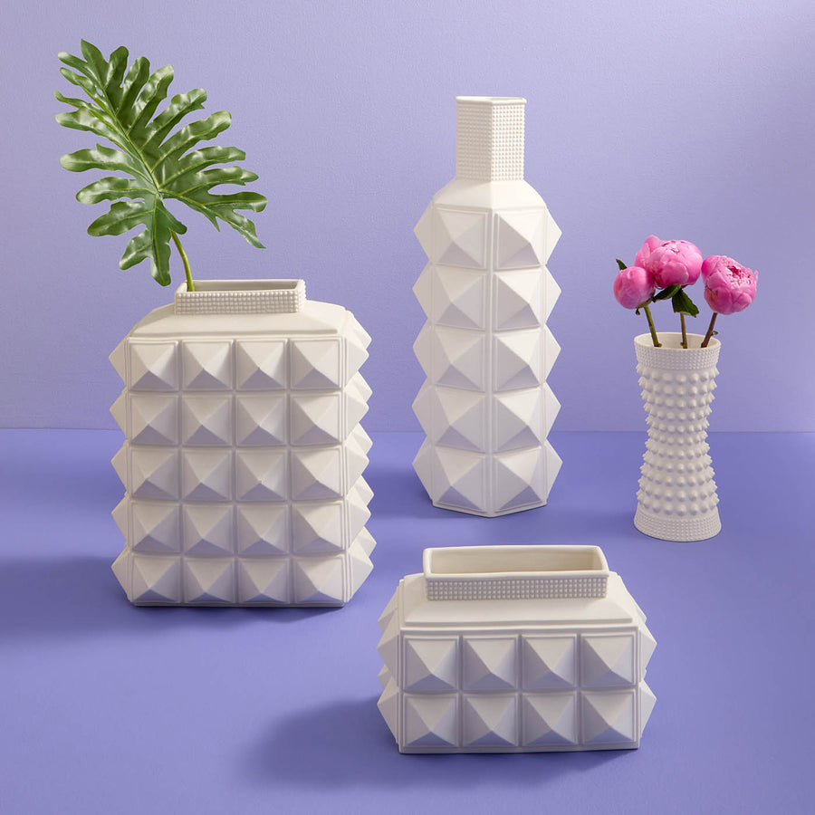 Porcelain Studded Low Vase | Jonathan Adler Charade | Oroa.com