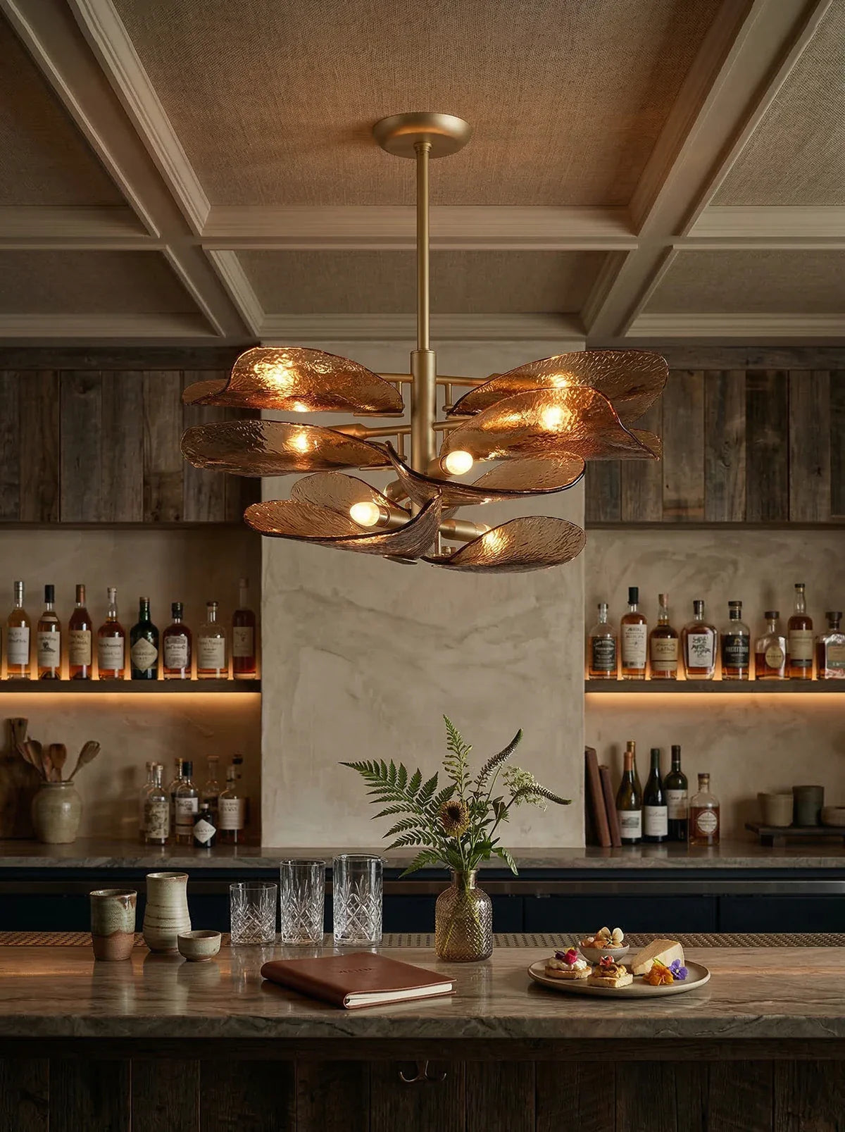 Cloud Shaped Layered Amber Glass Chandelier - OROA