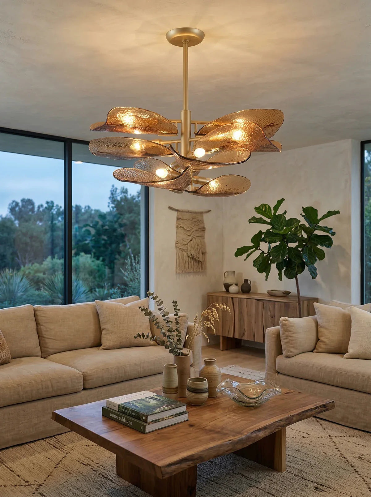 Cloud Shaped Layered Amber Glass Chandelier - OROA