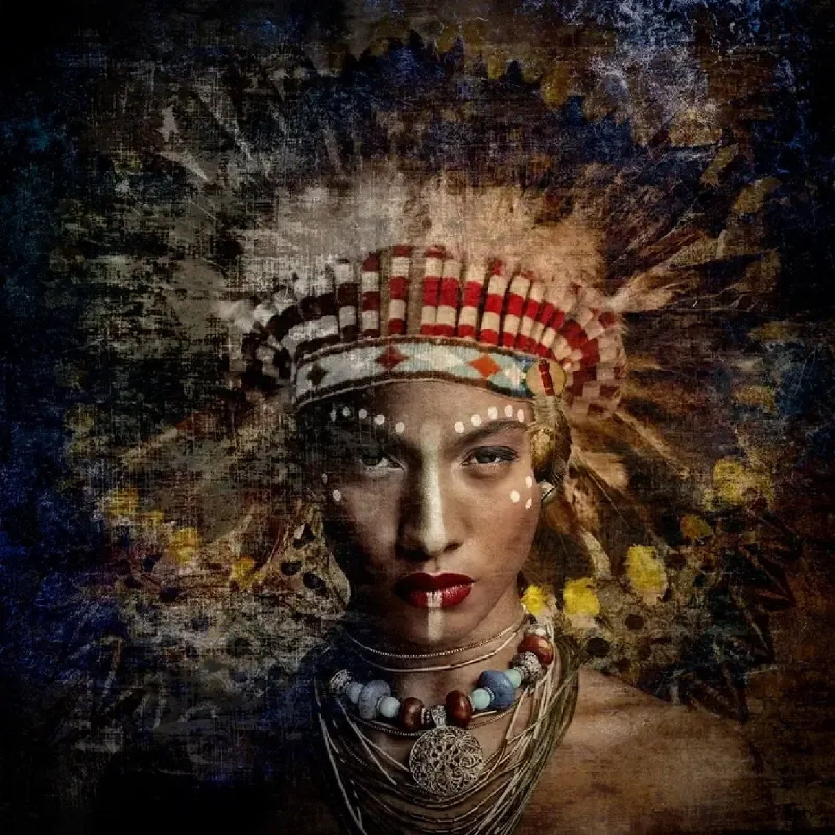 Amazone Woman With Tribal Headpiece photographic art print by Cobra Art